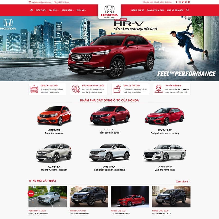 Theme WordPress bán ô tô Honda 02