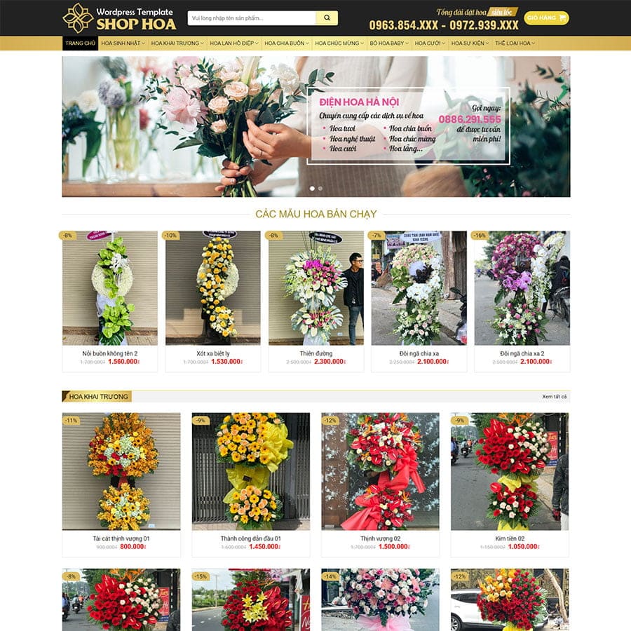 Theme WordPress cửa hàng bán hoa 04