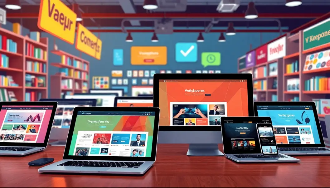 Thị trường template WordPress với nhiều mẫu mã trên các thiết bị khác nhau.