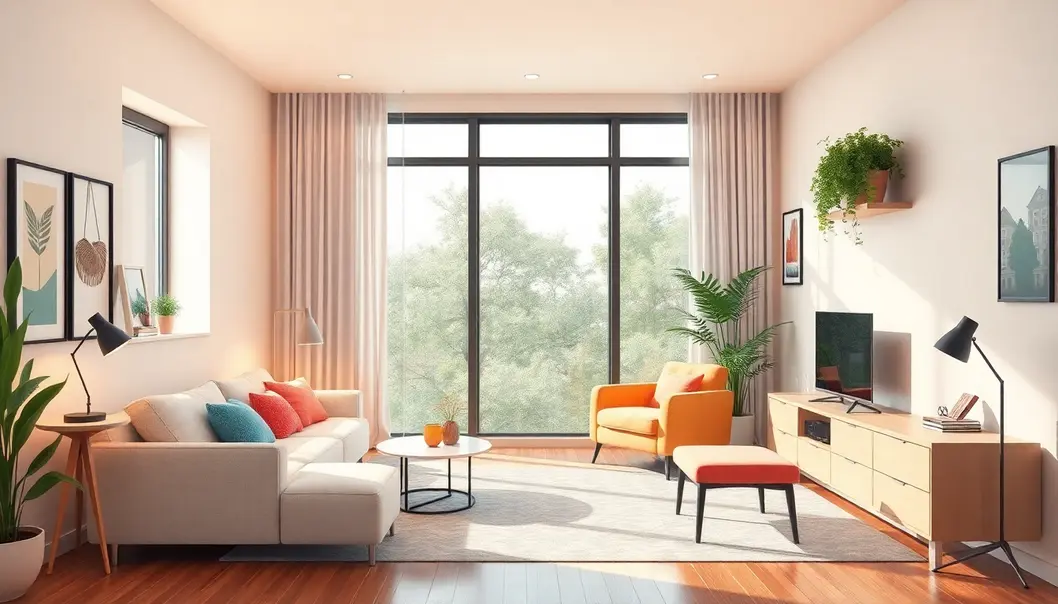 Một bức tranh tổng hợp thể hiện sự kết hợp giữa thiết kế nội thất và công nghệ.