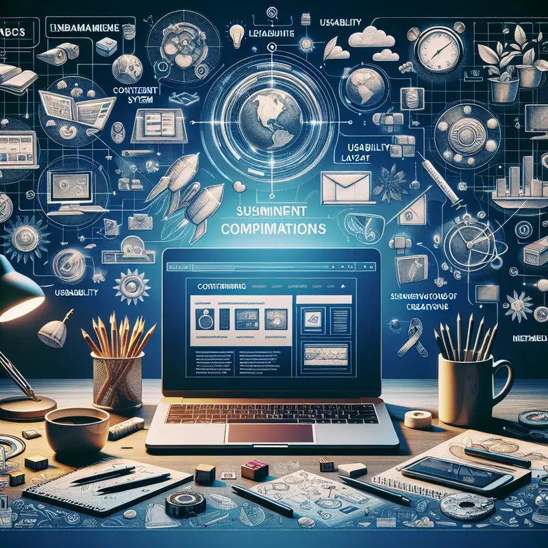 Không gian làm việc chuyên nghiệp với laptop hiển thị thiết kế website.