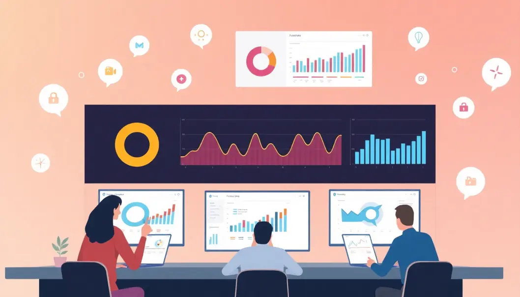 Minh họa rõ ràng về thiết kế website hiện đại với các công cụ phân tích dữ liệu.