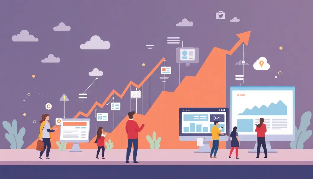 Hình ảnh minh họa sự phát triển của doanh nghiệp nhờ vào mẫu website chuẩn SEO.