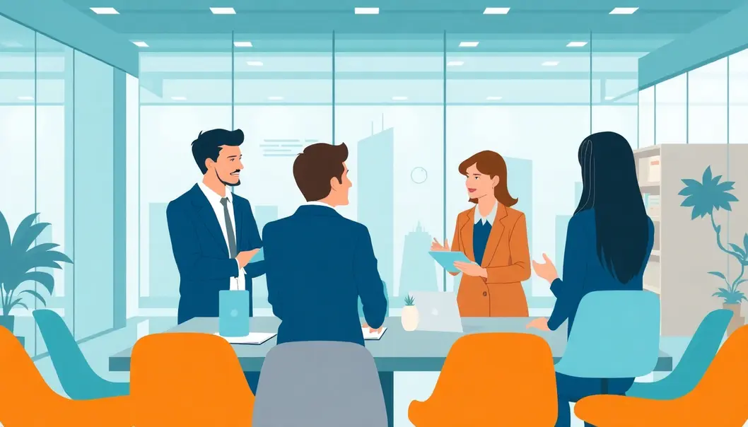 Buổi họp của đội ngũ trong văn phòng về thiết kế website cho ERP.