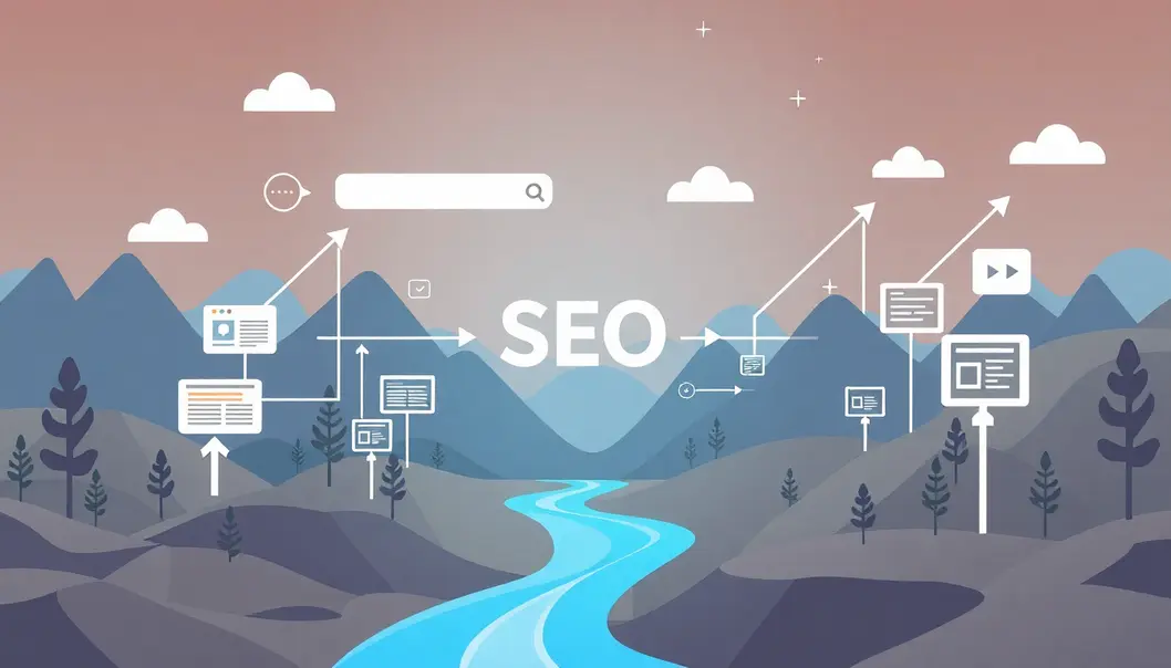 Minh họa mối liên hệ giữa thiết kế website, SEO và sự tương tác của khách hàng.