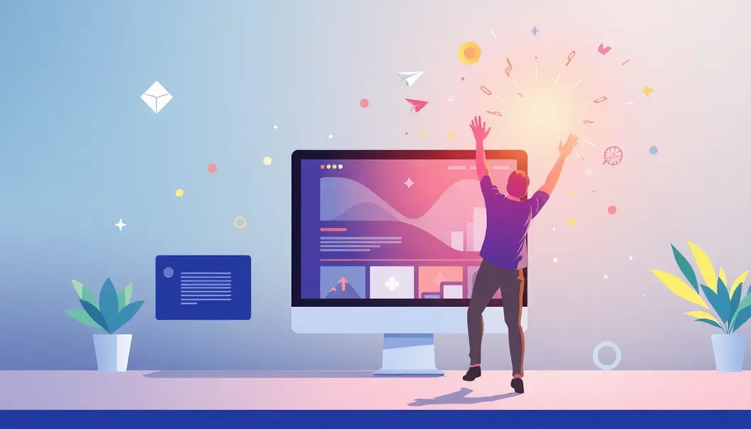 Illustration depicting a successful website launch.