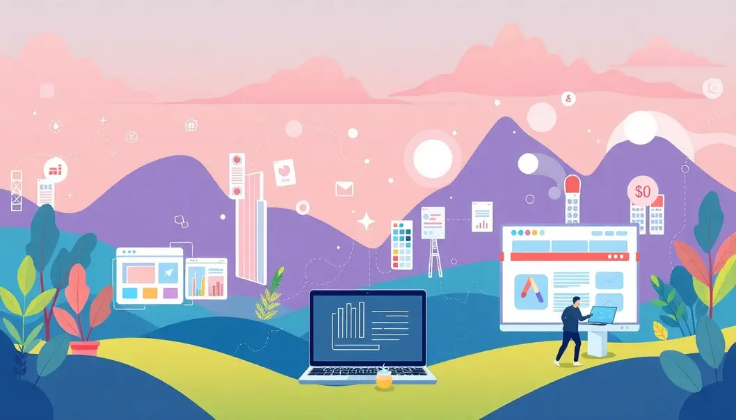 Bức tranh về thiết kế website hiện đại và hấp dẫn.