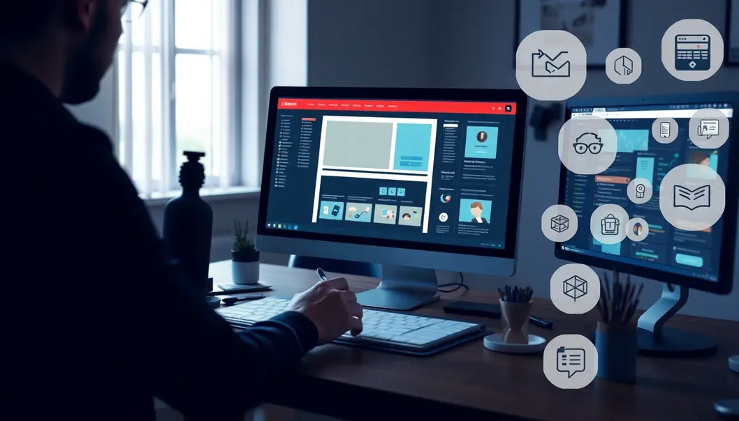 Hình ảnh thiết kế website với màn hình máy tính hiển thị các tính năng responsive.