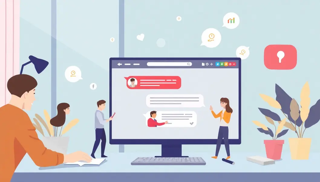 Hình ảnh mô tả một website thành công với tính năng live chat, thể hiện sự tương tác của khách hàng và thiết kế hấp dẫn.