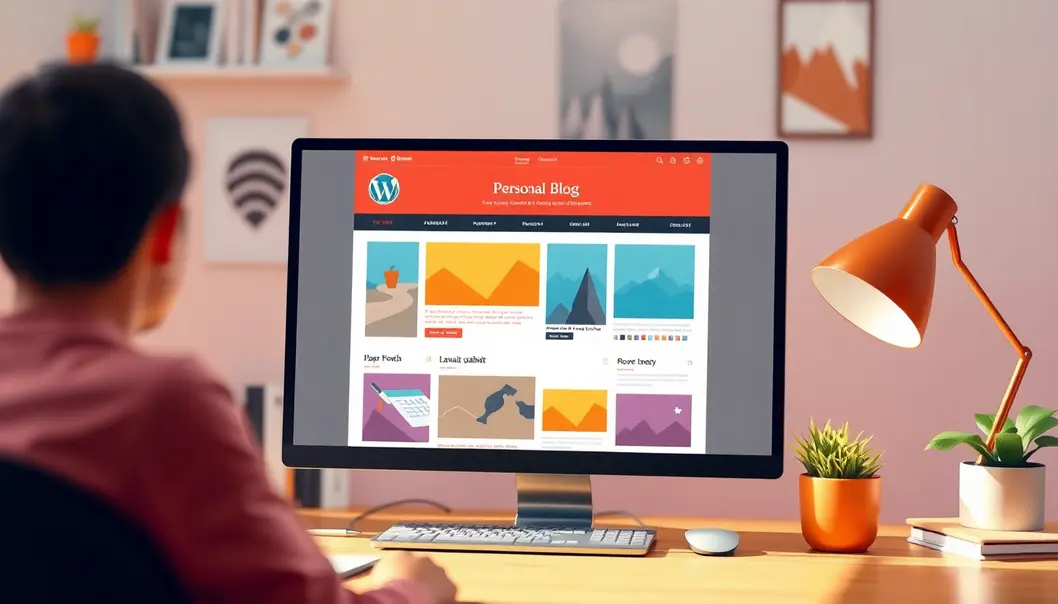 Giao diện blog cá nhân năng động với template WordPress trên màn hình.