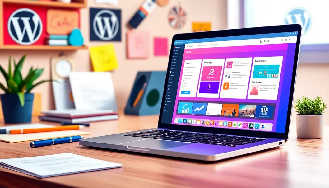 Hình ảnh thể hiện quá trình tạo website bằng template WordPress.