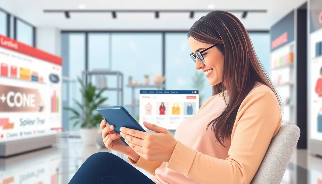 Một khách hàng hạnh phúc đang mua sắm trên cửa hàng online đẹp mắt sử dụng theme WordPress.