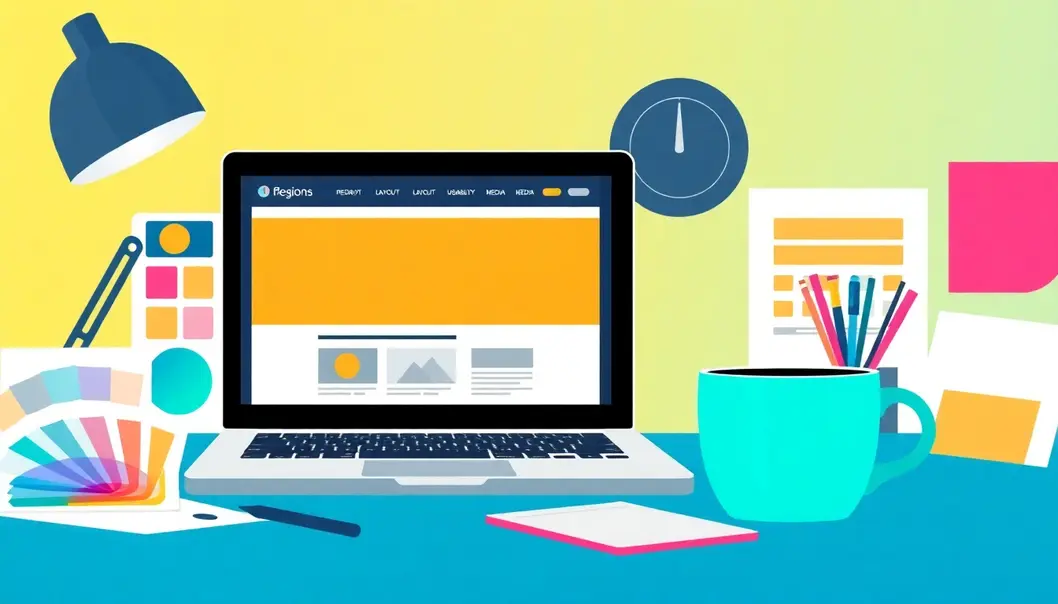 Một không gian làm việc kỹ thuật số hiển thị thiết kế website đẹp.