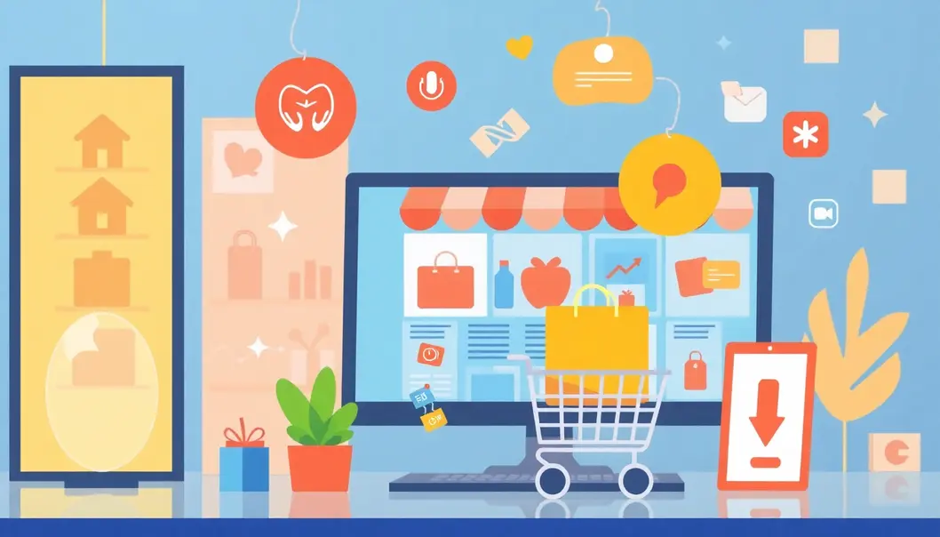 Hình ảnh trang web thương mại điện tử hấp dẫn và thành công, biểu thị cho sự thu hút và tương tác với khách hàng.