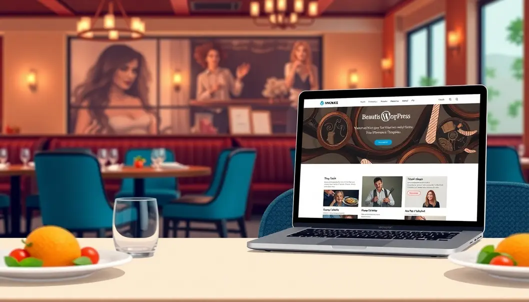 Môi trường ấm áp với template WordPress phía trong quán ăn.