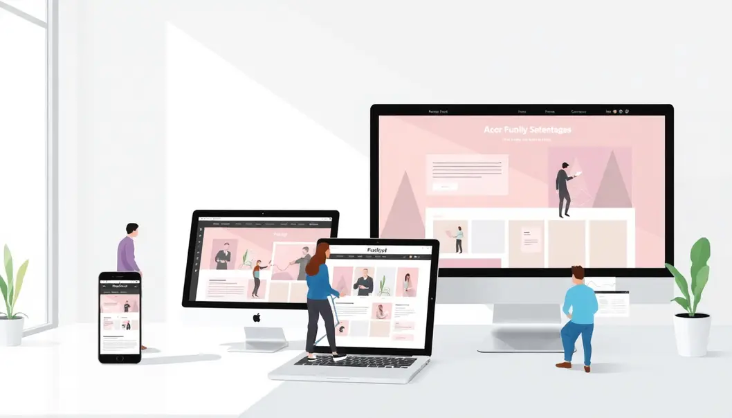 Hình ảnh mô tả một website được tối ưu hóa hiển thị trên nhiều thiết bị khác nhau như di động, tablet và máy tính.
