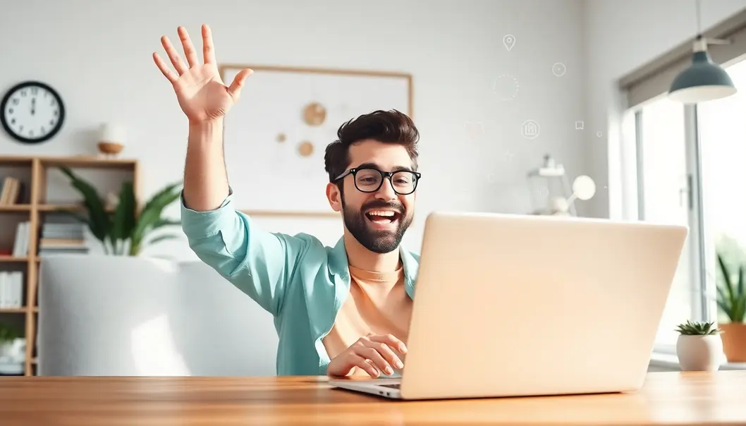 Hình ảnh người dùng vui vẻ với website mới được thiết kế chuẩn SEO.
