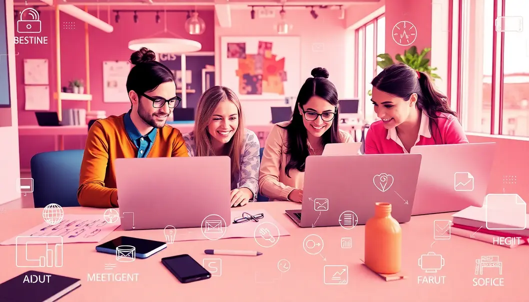 Một đội ngũ đa dạng đang làm việc cùng nhau để phát triển các ý tưởng thiết kế website.