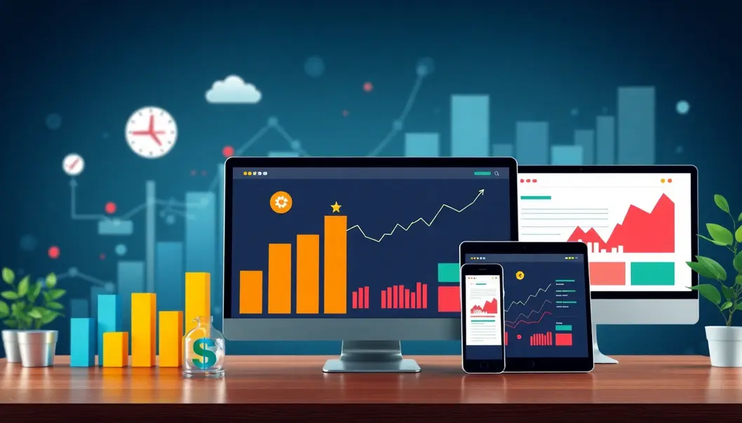 Hình ảnh minh họa website thành công sử dụng template HTML rẻ, với dữ liệu tăng trưởng và sự hài lòng của khách hàng.