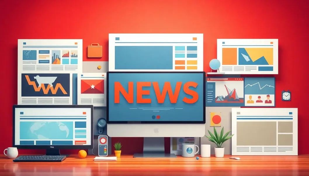 Một bức tranh sáng tạo có các giao diện mẫu website tin tức từ WordPress.