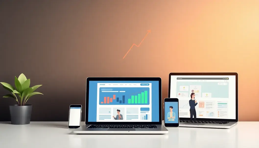 Màn hình hiển thị trang web thành công trước các bộ phận thiết bị công nghệ.