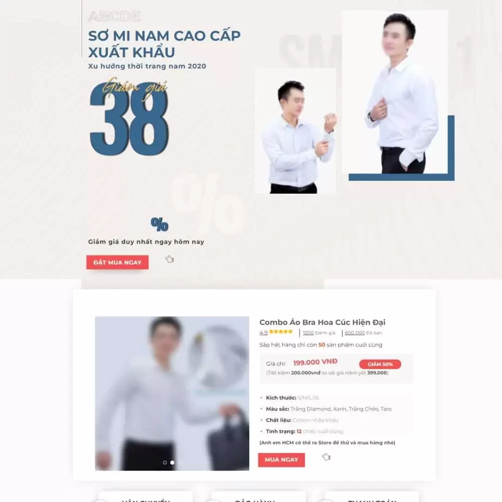 Theme WordPress landing page bán áo sơ mi