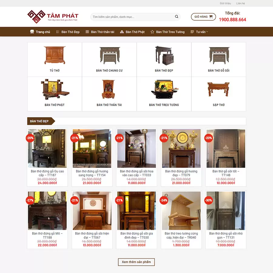 Theme wordpress bán bàn thờ, nội thất