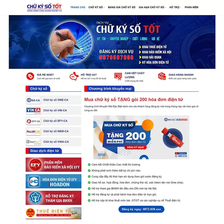 Theme WordPress dịch vụ chữ ký số