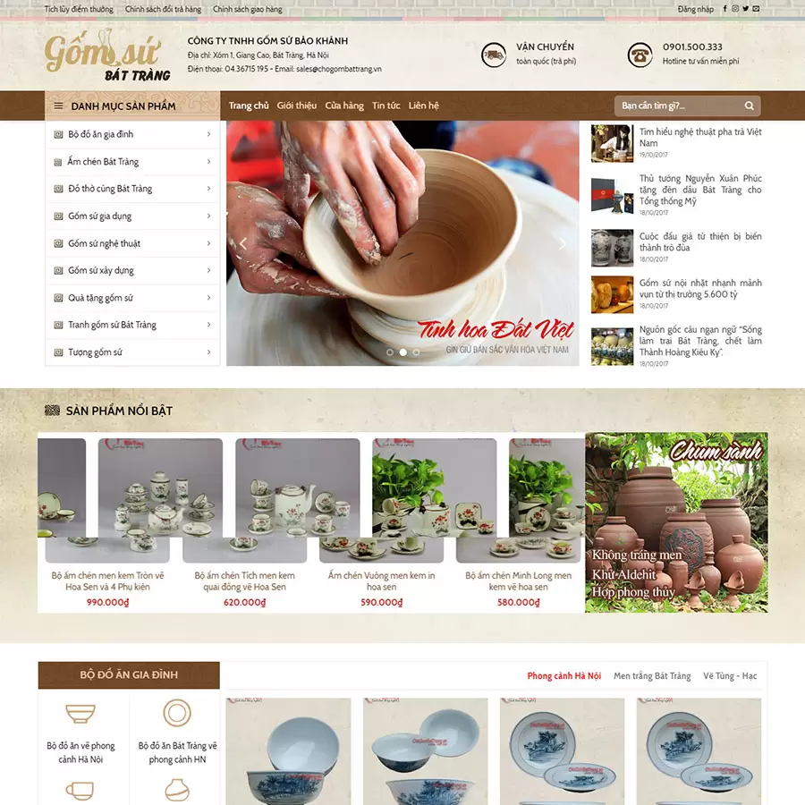 Mẫu website đồ gốm