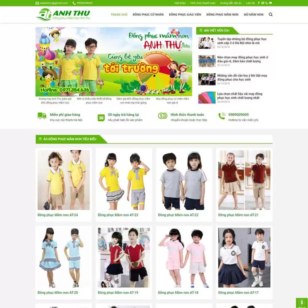 Theme WordPress dịch vụ đồng phục