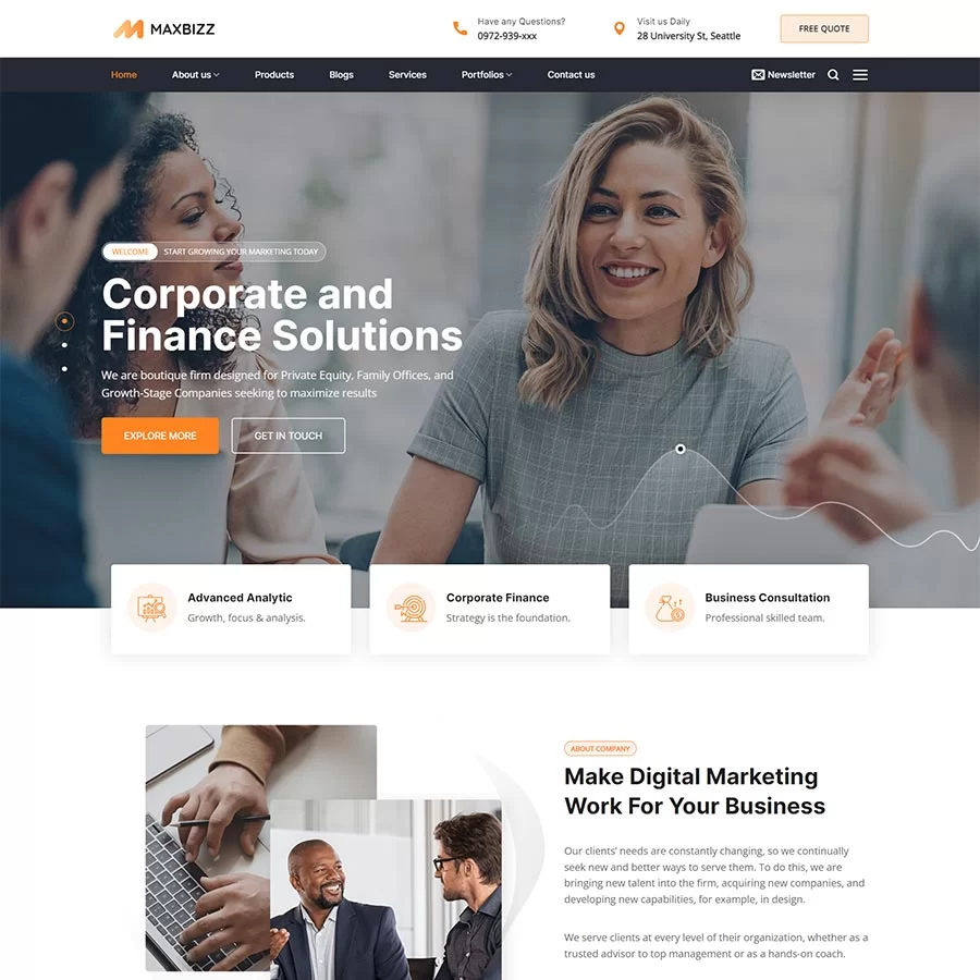 Theme WordPress giới thiệu công ty đa ngành