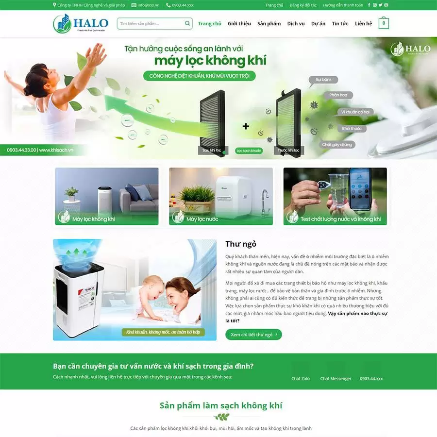 Theme WordPress bán máy lọc khí 03