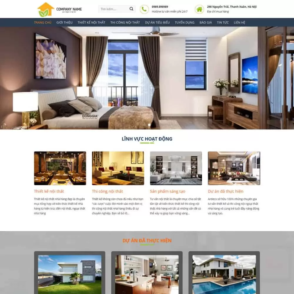 Theme WordPress công ty thiết kế, thi công nội thất 03