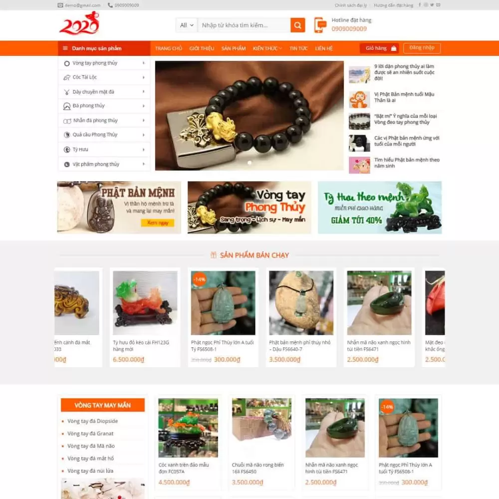 Theme WordPress Shop bán vật phẩm phong thủy