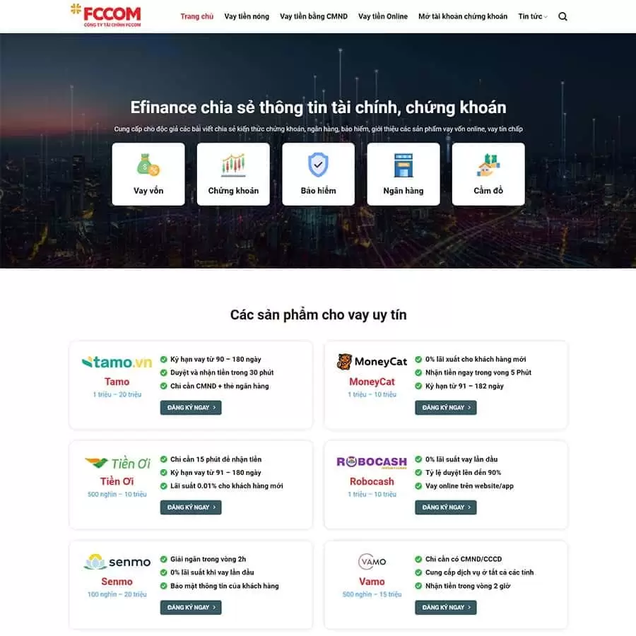 Theme WordPress vay vốn, tài chính 04