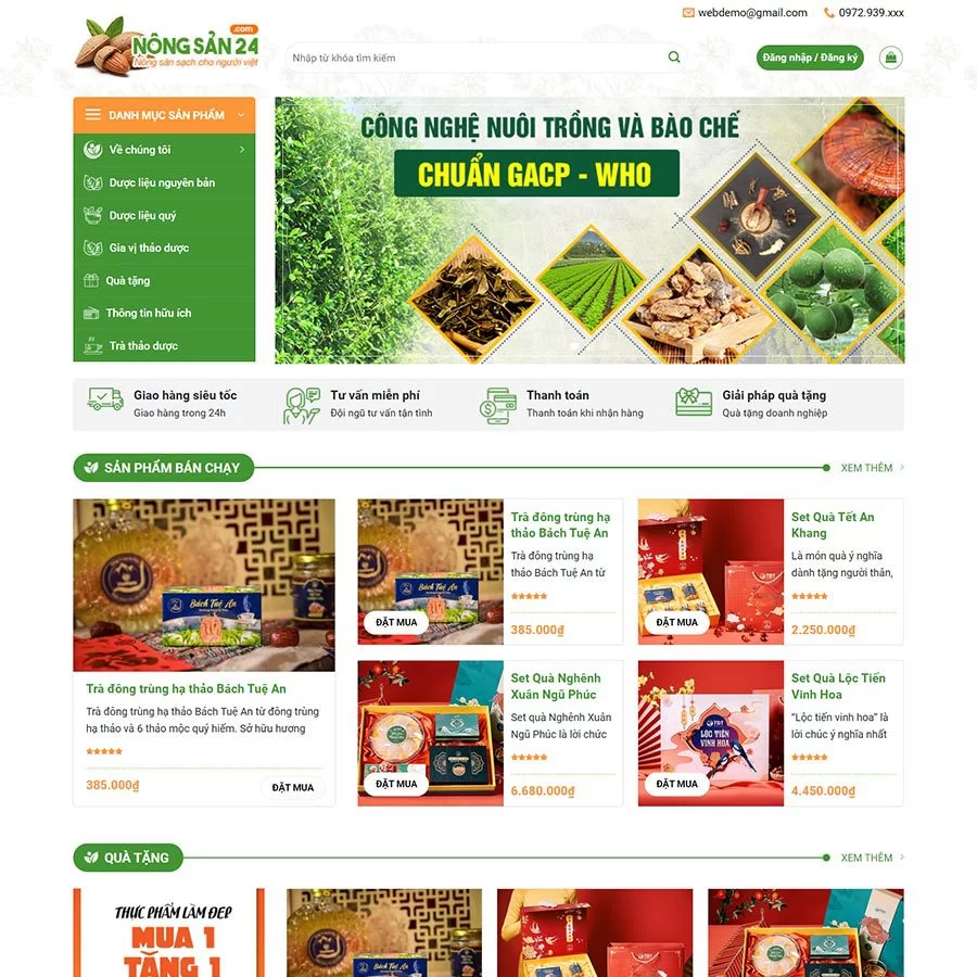 Theme WordPress quà tặng cao cấp